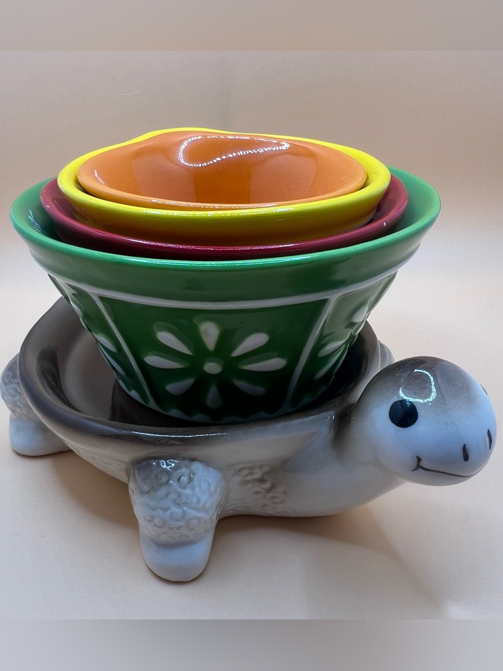 Cracker Barrel Ceramic Turtle Stacking Measuring Cups
